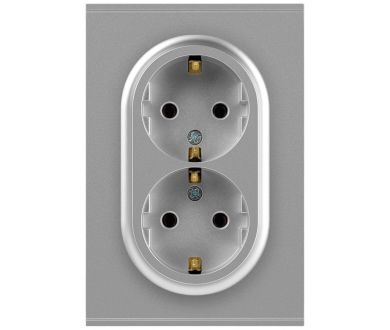 Розетка Эра Arktik 16-2105-03 двойная с заземлением 2X2P+E Schuko со шторками 16А-250В алюминий Б0070456