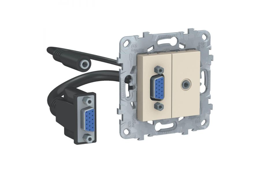 Розетка компьютерная VGA+Minijack Schneider Electric Unica New NU593244