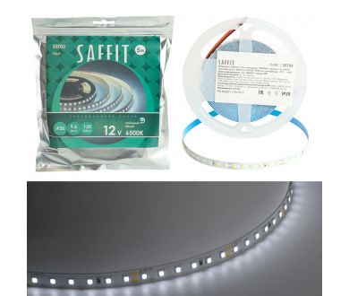 Светодиодная лента Saffit SST02 12В 9,6Вт/м 6500К 5м IP20 55242