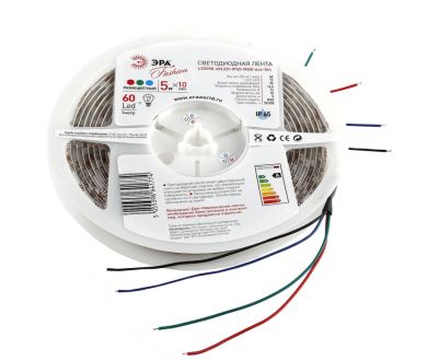 Светодиодная влагозащищенная лента ЭРА 14,4W/m 60LED/m 5050SMD RGB 5M LS5050-14,4-60-12-RGB-IP65-1 Б0002347