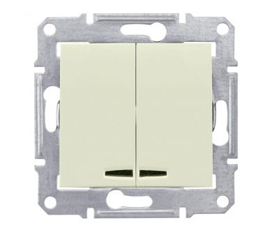 Выключатель двухклавишный с синей подсветкой Schneider Electric Sedna 10A 250V SDN0300347