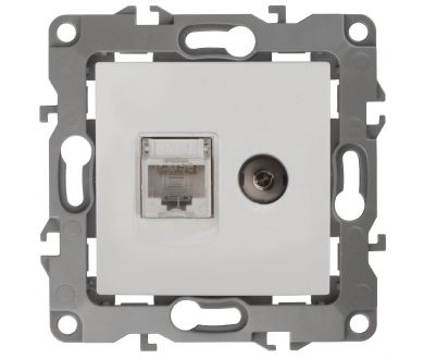 Розетка комбинированная RJ45+TV Эра 12-3110-01 Б0027441