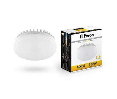 Лампа светодиодная Feron GX53 15W 2700K Таблетка Матовая LB-454 25834