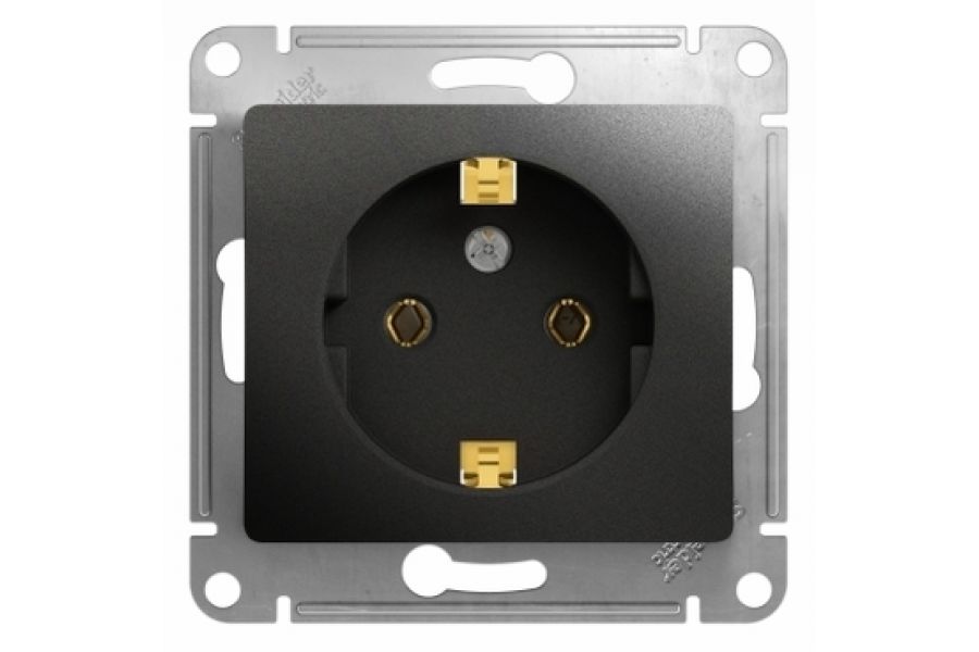 Розетка с/з, 16А Systeme Electric Glossa Антрацит GSL000743