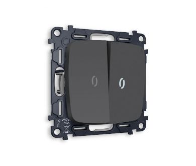 Комплект механизма 2-кл проходного выключателя с подсветкой Ambrella Volt Omega MO904035