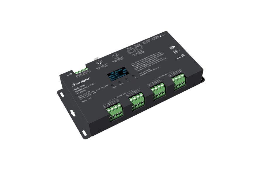 Декодер Arlight Smart-DMX-SUF (12-24V, 12x5A, XLR3, RJ45) 033768