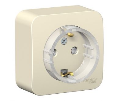 Розетка с/з со штор., (тонкая) 16А, 250В изолир. Пластина Systeme Electric Blanca наруж Молочная BLNRA111112