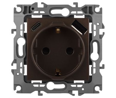 Розетка со шторками с USB type-A+C Эра 12-4108-13 Б0067757