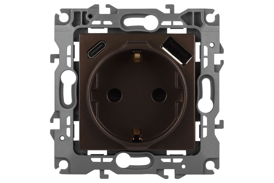 Розетка со шторками с USB type-A+C Эра 12-4108-13 Б0067757