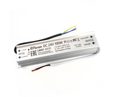 Купить Трансформатор для светодиодной ленты Feron LB007 100Вт 24В IP67 48059 Трансформатор для светодиодной ленты Feron LB007 100Вт 24В IP67 48059