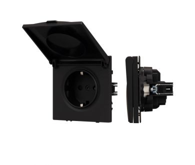 Механизм розетки влагозащищённый Arlight SCT-NOBE-MCP-SFPL-BK (230V, 16A) 054281