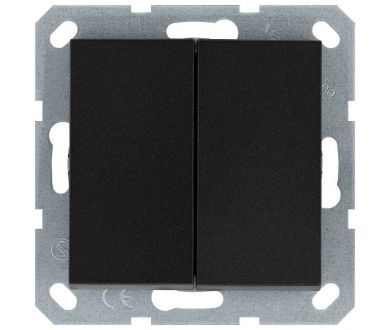 Кнопка 2 клавишная с переключающим контактом 10А, 250В, цвет антрацит Jasmart G3020B