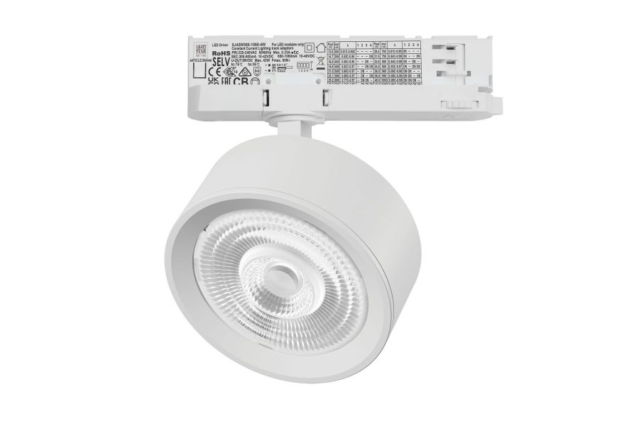 Трековый трехфазный светильник Quattro LED 60G с адаптером Lightstar Alta Pro A5646QT60G (215646 + 594046 + 215604)