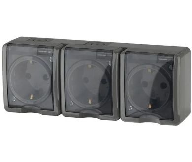 Розетка ЭРА Эксперт 3х2P+E IP54 со шторками 16A 250V 11-2406-03 Б0020723
