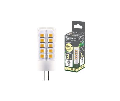 Лампа светодиодная TDM Electric G4 3W 3000K прозрачная SQ0340-0093