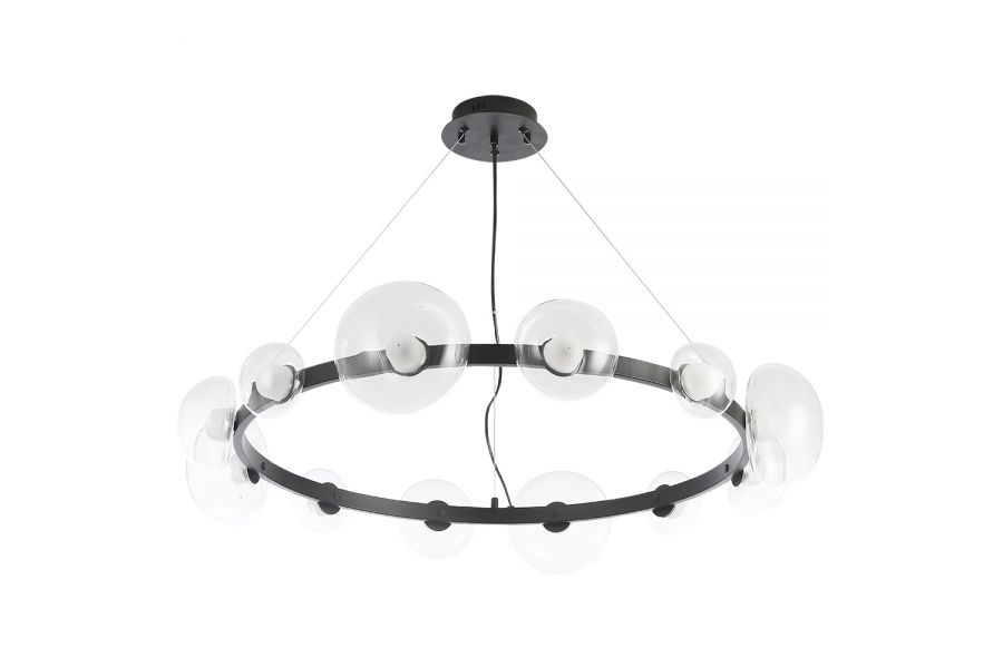 Подвесная люстра Crystal Lux BOSQUE SP12 BLACK/TRANSPARENT