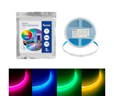 Светодиодная лента Feron LS531 24В 14Вт/м RGB 5м IP20 48946