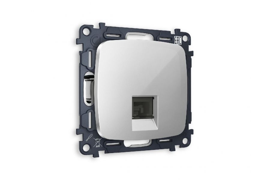 Комплект механизма телефонной розетки RJ-11(4P4C) со шторкой Ambrella Volt Omega MO412030
