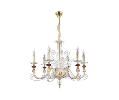 Подвесная люстра Crystal lux CATARINA SP6 V2 GOLD/TRANSPARENT-COGNAC