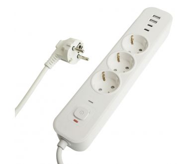 Сетевой фильтр 3-местный с/з и 2 USB-A+2 Type-C 3 Stekker Nova HM21-31-05 50101