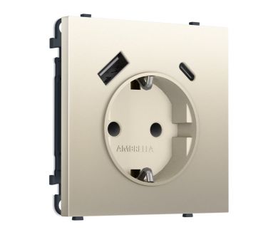 Комплект механизма электрической розетки SIGMA Шёлк 2USB A+C 20W Ambrella Volt MS550010 (SP5500, PR160)