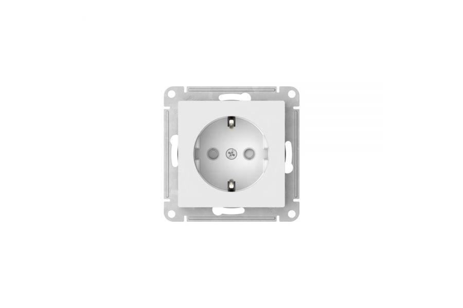 Розетка с заземлением со шторками, 16А быстрозажим. клем. Systeme Electric AtlasDesign Белый ATN000145S