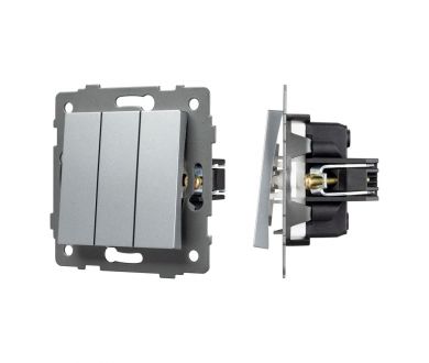 Механизм выключателя трехклавишный непроходной Arlight SWT-MK03-PL-GR-V (250V, 10A) 049898