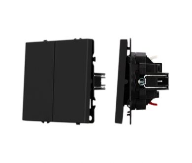 Механизм выключателя двухклавишный перекрёстный Arlight SWT-NOBE-MKX2-SFPL-BK (230V, 10A) (Черный оникс) 061790
