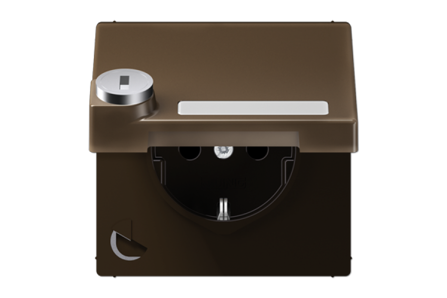 Розетка Schuko с крышкой и замком Jung ME1520NAKLSLAT