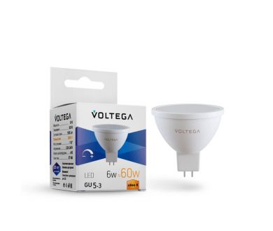 Лампа светодиодная диммируемая Voltega GU5.3 6W 2800K матовая VG2-S1GU5.3warm6W-D 7170