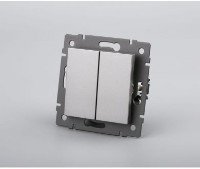 Механизм выключателя двухклавишный самовозвратный Arlight SWT-MKR2-PL-GR-V (250V, 10A) 049885