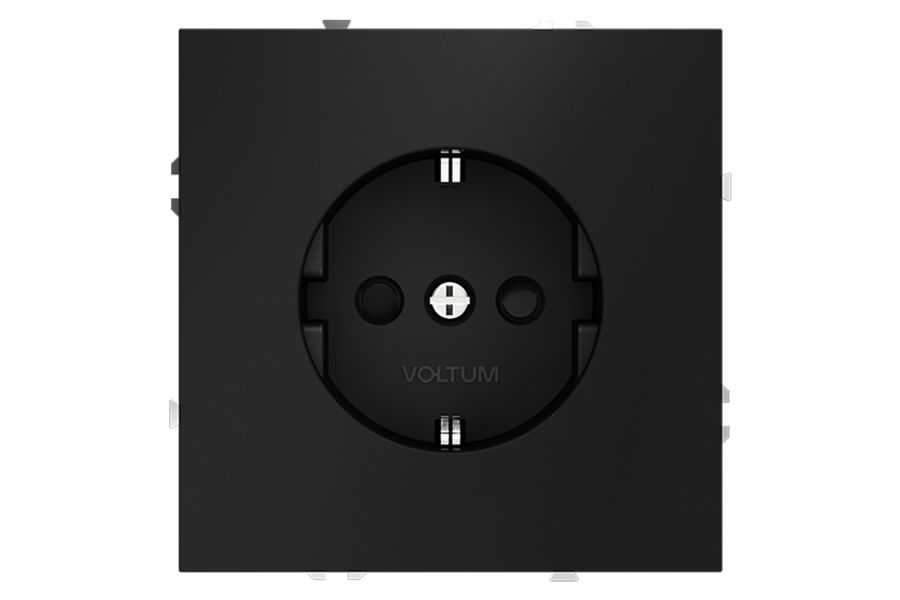 Розетка со шторками Voltum S70 VLS040208 (черный матовый)