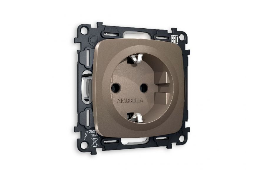 Комплект механизма розетки с/з на винтовых зажимах Ambrella Volt Omega MO636010