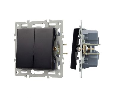 Механизм выключателя двухклавишный проходной Arlight SWT-MKP2-PL-BK (250V, 16A) 043728