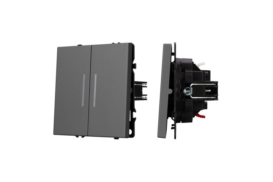 Выключатель 2 кл подсветка софт-тач серый базальт Arlight SWT-MK02-SFPL-L-GR (250V, 10A) 054266(1)