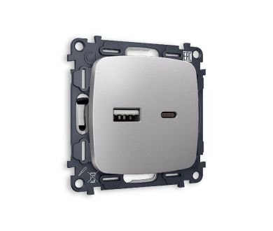 Купить Комплект механизма розетки 2USB A+C 20W 3000mA (быстрая зарядка) Ambrella Volt Omega MO511010 Комплект механизма розетки 2USB A+C 20W 3000mA (быстрая зарядка) Ambrella Volt Omega MO511010