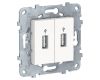 Розетка компьютерная USBx2 Schneider Electric Unica New NU542718