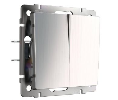Выключатель двухклавишный проходной Werkel глянцевый никель W1122002 4690389157905