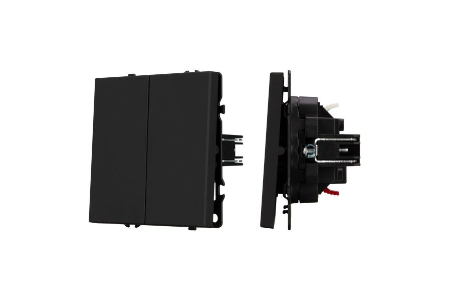 Механизм выключателя двухклавишный проходной Arlight SWT-NOBE-MKP2-SFPL-BK (230V, 10A) 054255