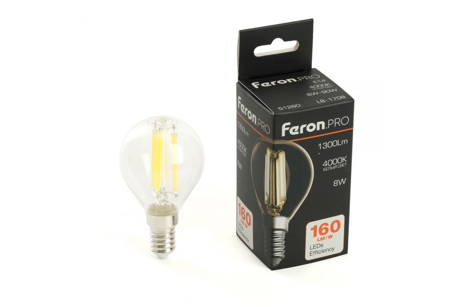 Лампа светодиодная Feron LB-1708 E14 8W 4000K 51260