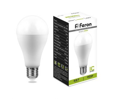 Лампа светодиодная Feron E27 30W 4000K груша матовая LB-130 38195