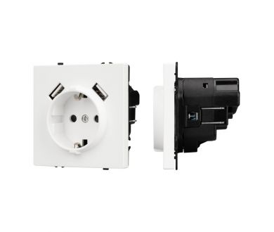 Розетка зк со шторками с USB тип А+А софт-тач белый кварц Arlight SCT-MUAA-SFPL-WH (250V, 16A) 054288(1)