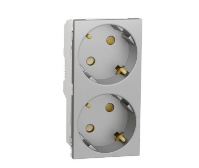 Розетка двойная Schneider Electric Unica New Modular с/з со шторками NU306730A