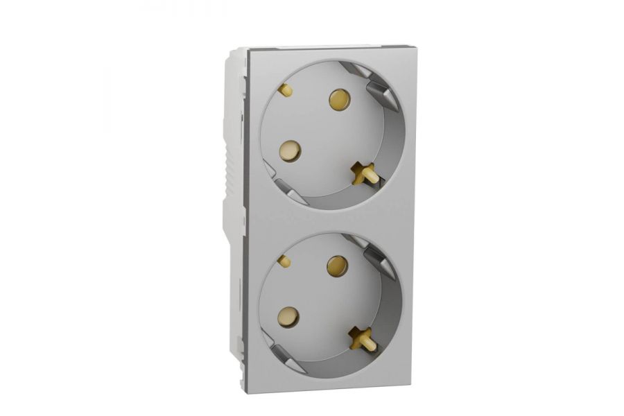 Розетка двойная Schneider Electric Unica New Modular с/з со шторками NU306730A