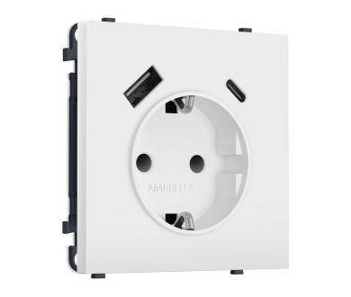 Комплект механизма электрической розетки SIGMA Белый матовый 2USB A+C 20W Ambrella Volt MS130010 (SP1300, PR160)