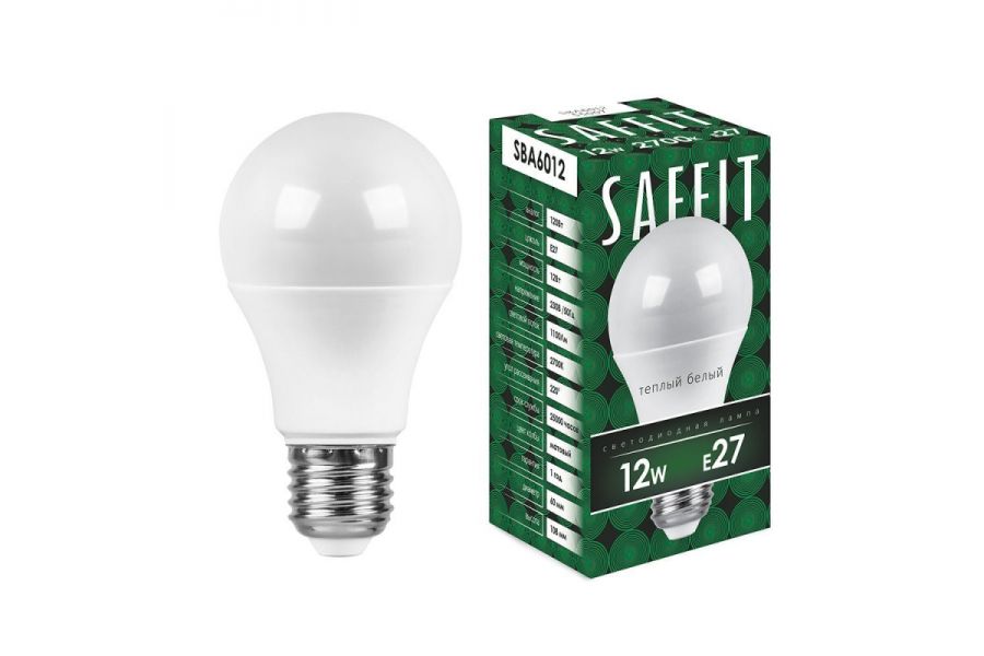 Лампа светодиодная Saffit SBA6012 шар E27 12W 2700K 55007