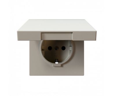 Розетка SCHUKO с крышкой и защитными шторками 16A 250V 2P+T, цвет Сахара Jasmart FD5505SH