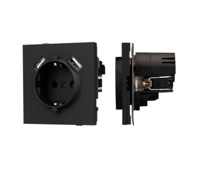 Купить Механизм розетки с USB зарядкой Arlight SCT-TENDO-MUAA-SFPL-BK (230V, 16A) 054603 Механизм розетки с USB зарядкой Arlight SCT-TENDO-MUAA-SFPL-BK (230V, 16A) 054603