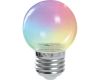 Лампа светодиодная Feron LB-37 шар прозрачный E27 1W RGB плавная смена цвета 38132