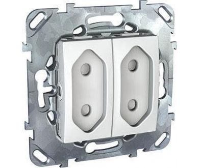 Розетка двухмодульная Schneider Electric Unica б/з со шторками 10A 250V MGU5.3131.18ZD